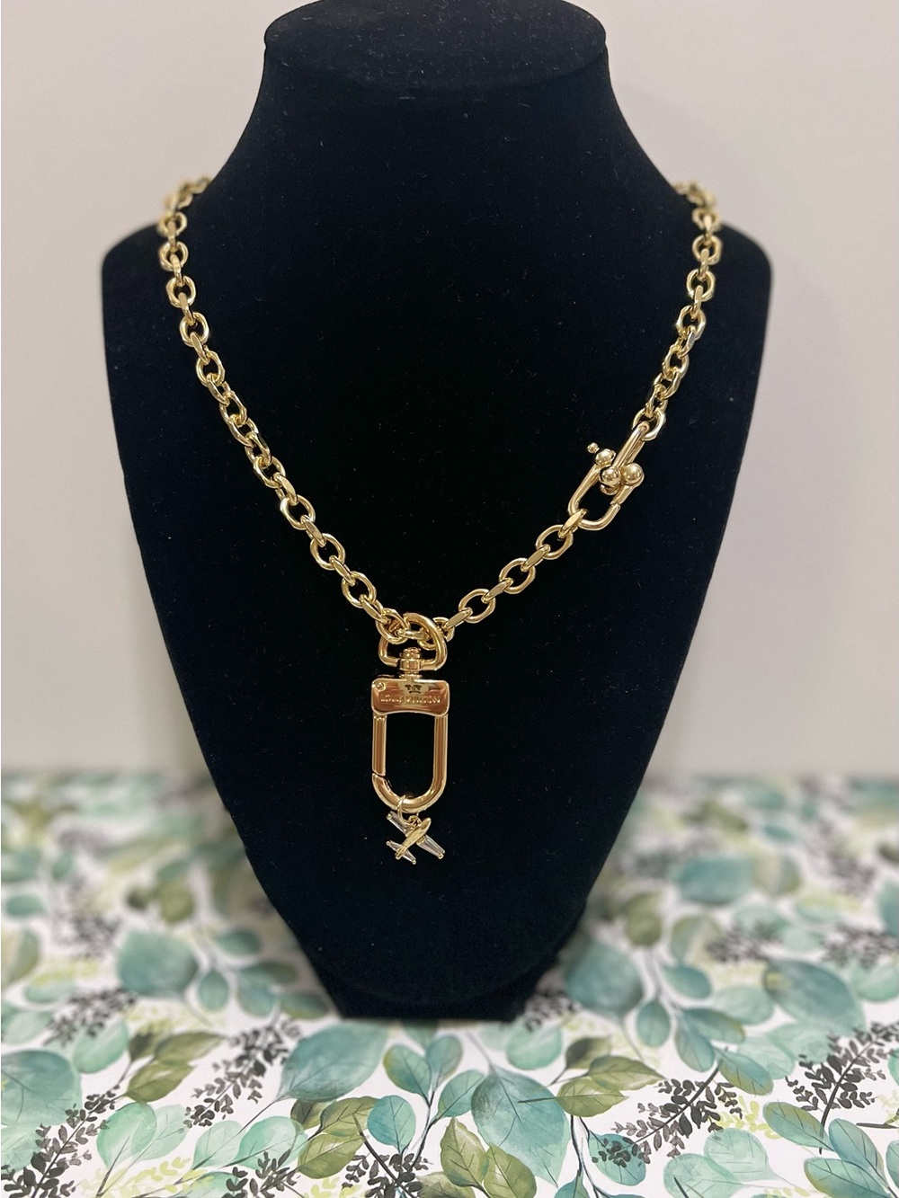 Louis Vuitton Gold-Tone Chain Necklace with Signature Carabiner Pendant